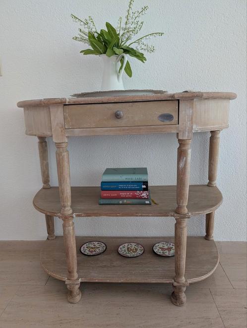Riverdale Bijzettafel met Lade, Huis en Inrichting, Tafels | Sidetables, Gebruikt, 25 tot 50 cm, 50 tot 100 cm, Ovaal, Overige houtsoorten