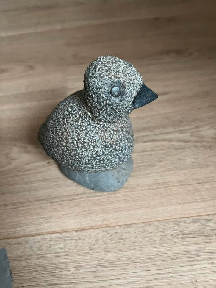 Handgemaakt stenen eendje uit Zimbabwe, Tuin en Terras, Tuinbeelden, Zo goed als nieuw, Dierenbeeld, Steen, Ophalen
