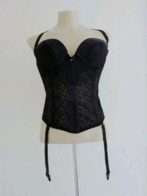Zwarte gedessinneerde beugel torselet met jarretels Carnival, Kleding | Dames, Ondergoed en Lingerie, Body of Korset, Zwart, Verzenden