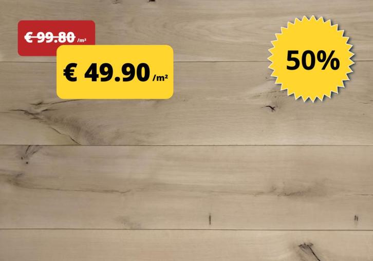 Houten vloeren voor € 49.90 /m² incl BTW - 50% KORTING, Doe-het-zelf en Verbouw, Vloerdelen en Plavuizen, Nieuw, Parket, Hout