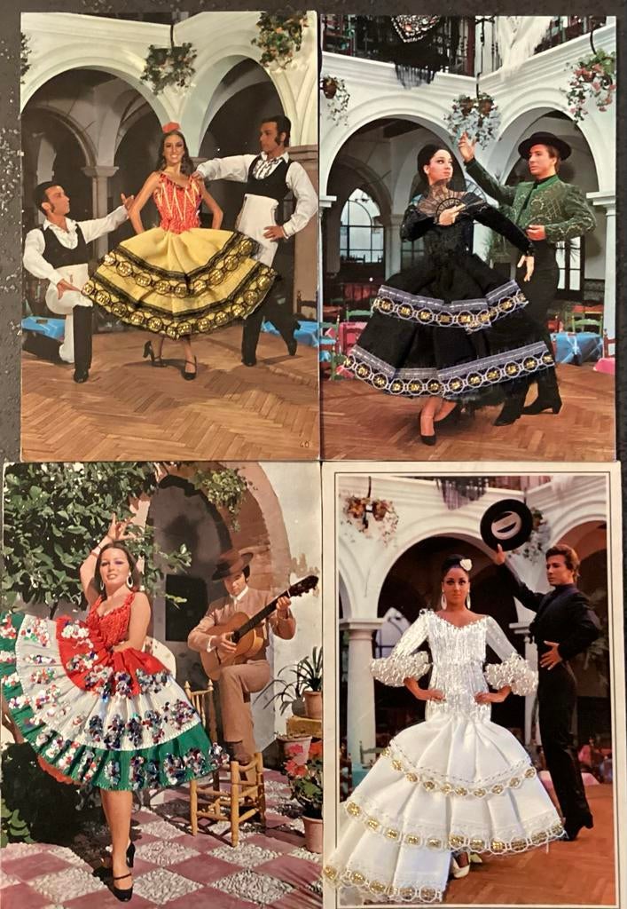 4 oude Ansichtkaarten Spaanse Dans Vintage, Antiek en Kunst, Curiosa en Brocante, Ophalen of Verzenden