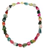 Schitterend 14-KT Goud Groot Toermalijnen Collier 52 CM, Verzenden, Goud, Ketting, Met edelsteen