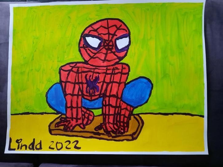 schilderij spidermann 22, Antiek en Kunst, Kunst | Schilderijen | Modern, Ophalen of Verzenden