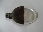 A5619 Antiek heupflesje glas/slangenleer, Ophalen of Verzenden