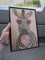 Zebra met Bubbelgum - Ingelijste Poster, Rechthoekig Staand, Met lijst, A4 of kleiner, Nieuw