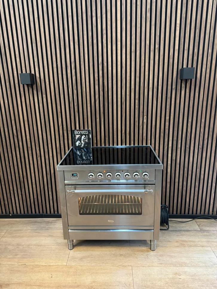 Luxe Rvs Boretti Inductie Fornuis 90 cm (Gratis bezorgen), Witgoed en Apparatuur, Kookplaten, Zo goed als nieuw, Vrijstaand, Inductie