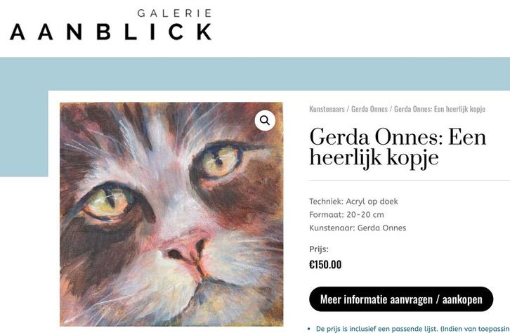 Gerda Onnes, schilderijen met unieke poezen Nu vanaf €.100,—, Antiek en Kunst, Kunst | Schilderijen | Modern, Ophalen of Verzenden