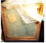 spiegel in houten sierlijst gouden kleur, gemaakt als antiek, Ophalen, Minder dan 50 cm, Nieuw, Minder dan 100 cm