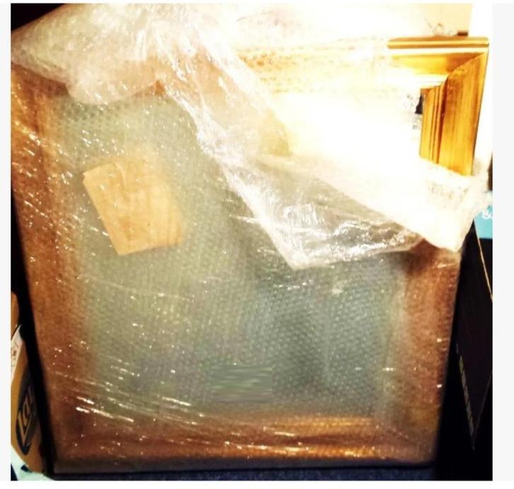 spiegel in houten sierlijst gouden kleur, gemaakt als antiek, Huis en Inrichting, Woonaccessoires | Spiegels, Nieuw, Minder dan 50 cm