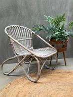 Vintage rotan lounge stoel / kuipstoel, Huis en Inrichting, Gebruikt, Overige kleuren, Q, Riet of Rotan