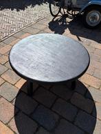 salontafel tafel massief eiken met stalen poten, Ophalen, Gebruikt, 50 tot 100 cm, Rond