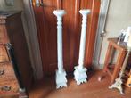 2 hoge houten kandelaars / 100 centimeter hoog, Ophalen, Overige materialen, Gebruikt, Wit