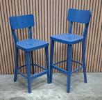 3 x Satelliet barkrukken blauw hout bar krukken barstoelen, Huis en Inrichting, Barkrukken, 5 krukken of meer, 60 tot 90 cm, Ophalen of Verzenden
