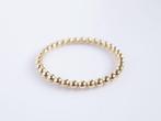 14 Karaat Gouden Bolletjes Ring Met Plaatje, Ophalen of Verzenden, Zo goed als nieuw, 17 tot 18, Dame