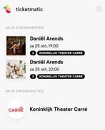 Ticket voor 2 Show Daniel Arends in Carré voor 25 okt, Tickets en Kaartjes, Eén persoon, Oktober