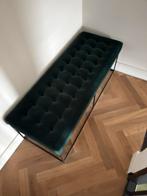 Suede donker groen bankje, Huis en Inrichting, Overige materialen, Minder dan 50 cm, 100 tot 125 cm, Ophalen of Verzenden