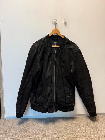 Tigha Premium Leather Bomber Jacket Black XL beschikbaar voor biedingen