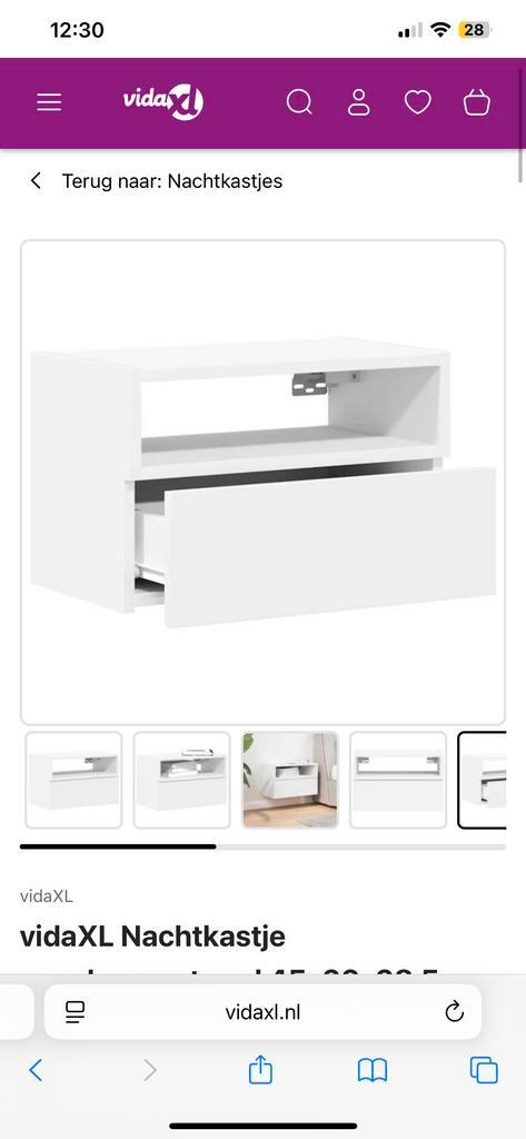 2x Witte Zwevende Nachtkastjes, Huis en Inrichting, Slaapkamer | Nachtkastjes, Nieuw, Minder dan 55 cm, Minder dan 45 cm, Hout