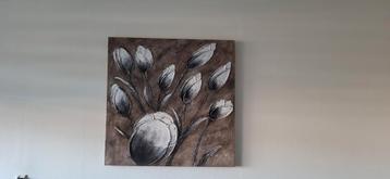 Canvas met Bloemen 1,00m x 1,00m beschikbaar voor biedingen