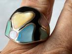 Zilveren ring Parelmoer leuk model, Sieraden, Tassen en Uiterlijk, Ringen, Overige kleuren, Verzenden, Zo goed als nieuw, 17 tot 18