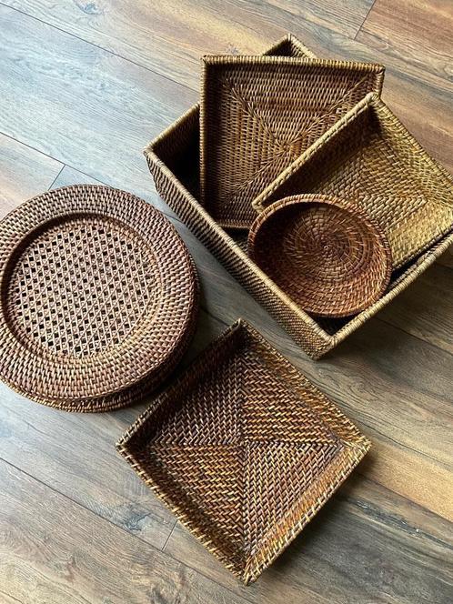 Flamant rieten set 15 stuks handmade Myanmar Birma, Huis en Inrichting, Woonaccessoires | Onderzetters, Nieuw, Overig, Ophalen