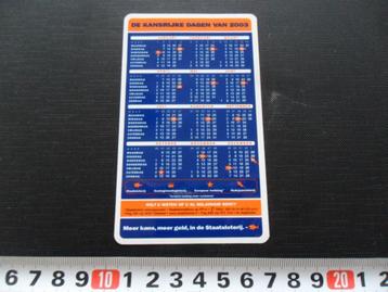 sticker Kalender 2003  Staatsloterij *  beschikbaar voor biedingen