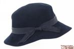 oude Vintage Dameshoed CityHut zwartblauw velour 55 = S - XS, Antiek en Kunst, Ophalen of Verzenden, Dames, City Hut