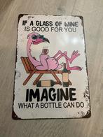 Nieuw Wandbord blik - Flamingo Wijn, Ophalen of Verzenden, Nieuw