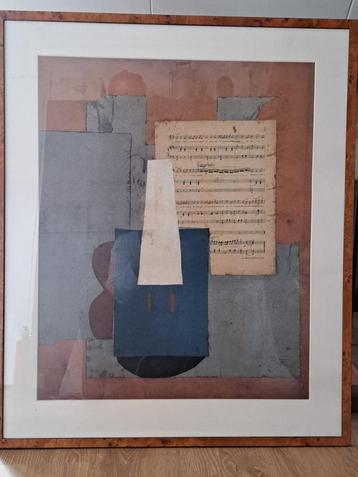 Pablo Picasso 'Víolin y partitura', ingelijste poster beschikbaar voor biedingen