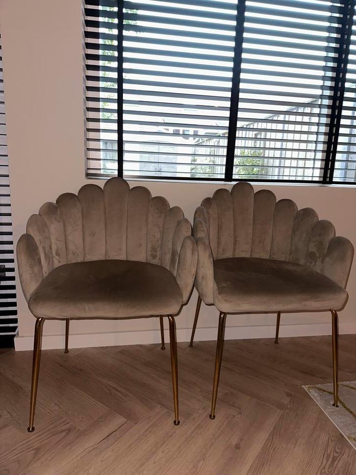 SKLUM TAUPE Schelpstoelen - Set van 2, Huis en Inrichting, Stoelen, Zo goed als nieuw, Twee, Stof, Overige kleuren, Ophalen