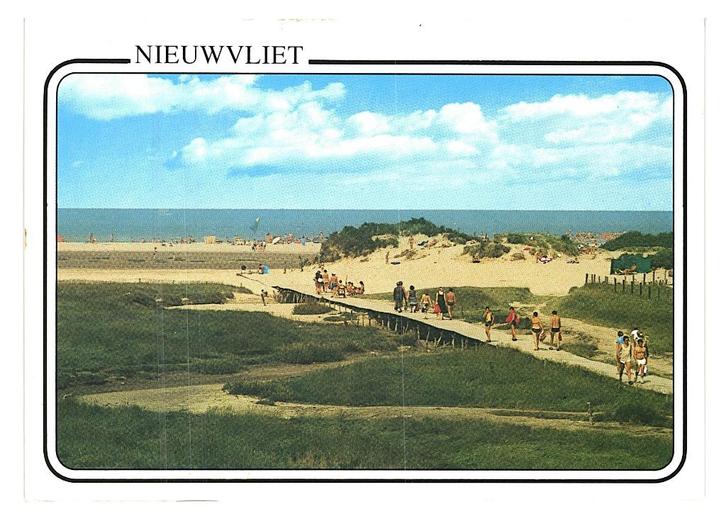 990060	Nieuwvliet	Zeeland	_Gelopen met mooie zegel	Koning Sa, Verzamelen, Ansichtkaarten | Nederland, Gelopen, Zeeland, Ophalen of Verzenden