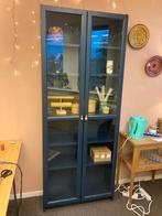 Donkerblauwe Vitrinekast, Huis en Inrichting, Ophalen, Gebruikt, 50 tot 100 cm, Glas