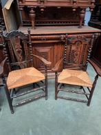 Antieke opa en oma stoelen met rieten zit, Antiek en Kunst, Antiek | Meubels | Stoelen en Banken, Ophalen of Verzenden