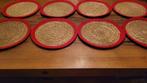 8 placemats seagrass met rood, Ophalen of Verzenden, Zo goed als nieuw, Rood, Placemat