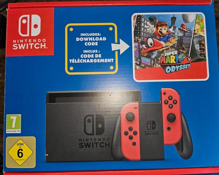 Switch + Super Mario Odyssey, Spelcomputers en Games, Spelcomputers | Nintendo Switch, Zo goed als nieuw, Switch Original, Met 1 controller