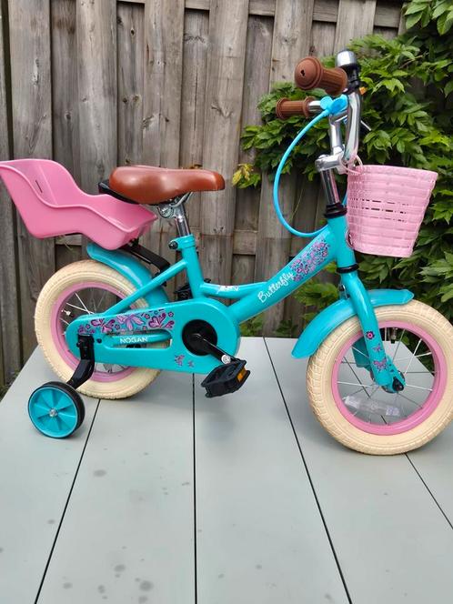 Nogan kinderfiets, 12 inch, mandje, poppenzitje met slot, Fietsen en Brommers, Fietsen | Kinderfietsjes, Zo goed als nieuw, Minder dan 16 inch