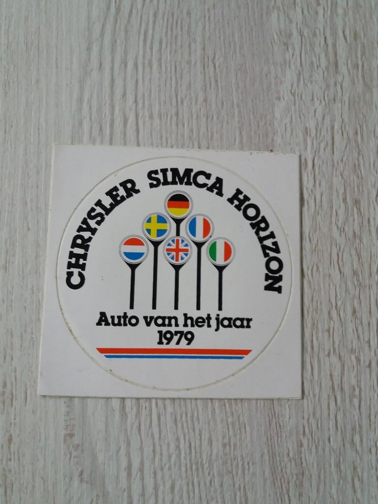 sticker CHRYSLER SIMCA HORIZON Auto van het jaar 1979, Ophalen of Verzenden, Zo goed als nieuw, Auto of Motor