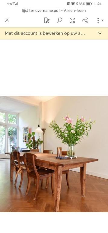 Grote landelijke houten eettafel beschikbaar voor biedingen