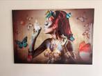 Glazen schilderij vrouw met vlinders, Huis en Inrichting, Woonaccessoires | Schilderijen, Tekeningen en Foto's, Ophalen, 125 cm of meer