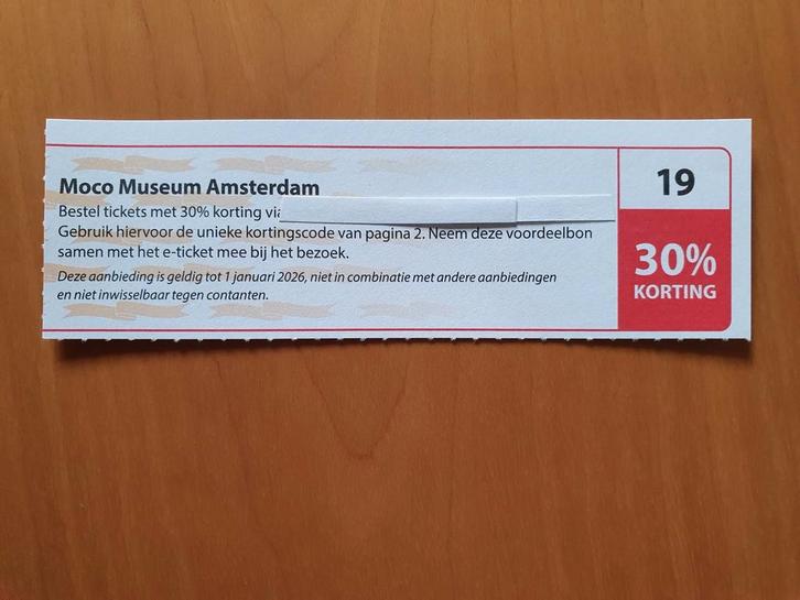 Moco Museum Amsterdam 30% korting, Tickets en Kaartjes, Musea, Drie personen of meer, Kortingskaart