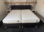 Boxspring met Auping matrassen te koop!, Ophalen, Gebruikt, Grijs, Tweepersoons