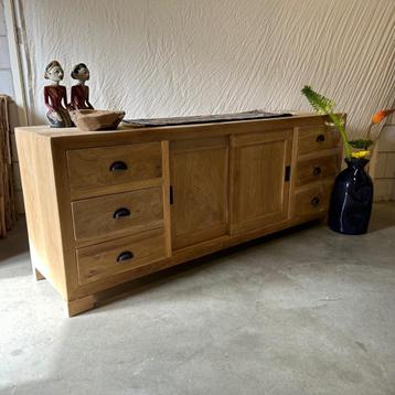 TV meubel - teakhout - 180 cm breed - 6 lades -TTM Wonen beschikbaar voor biedingen