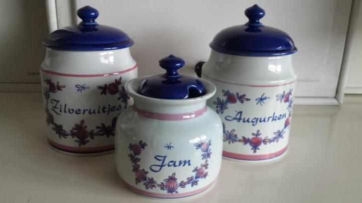 Zenith Gouda - 3 voorraadpotten Jam, Augurken, Zilveruitjes, Antiek en Kunst, Curiosa en Brocante, Ophalen of Verzenden