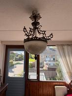 Antieke kroonluchter met glazen kap, Ophalen, Gebruikt, Glas, 50 tot 75 cm