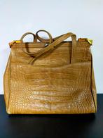 prachtige vintage leren handtas, Ophalen of Verzenden, Gebruikt, Bruin, Handtas