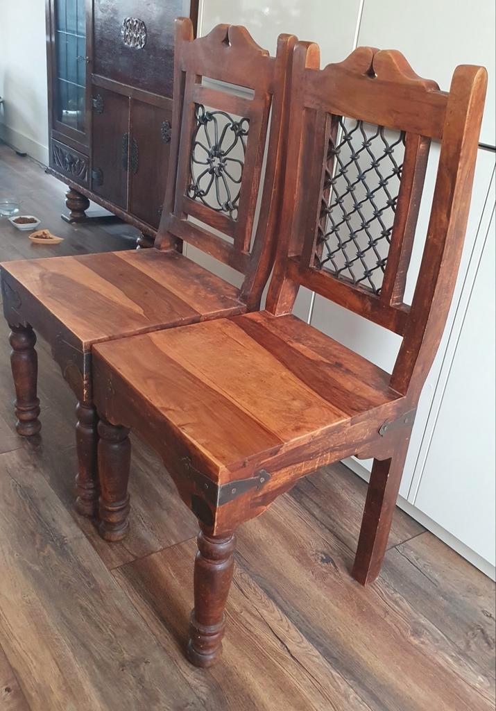 Stoelen, Teakhout, Eetkamer- of Sier stoelen, Huis en Inrichting, Stoelen, Gebruikt, Bruin, Ophalen