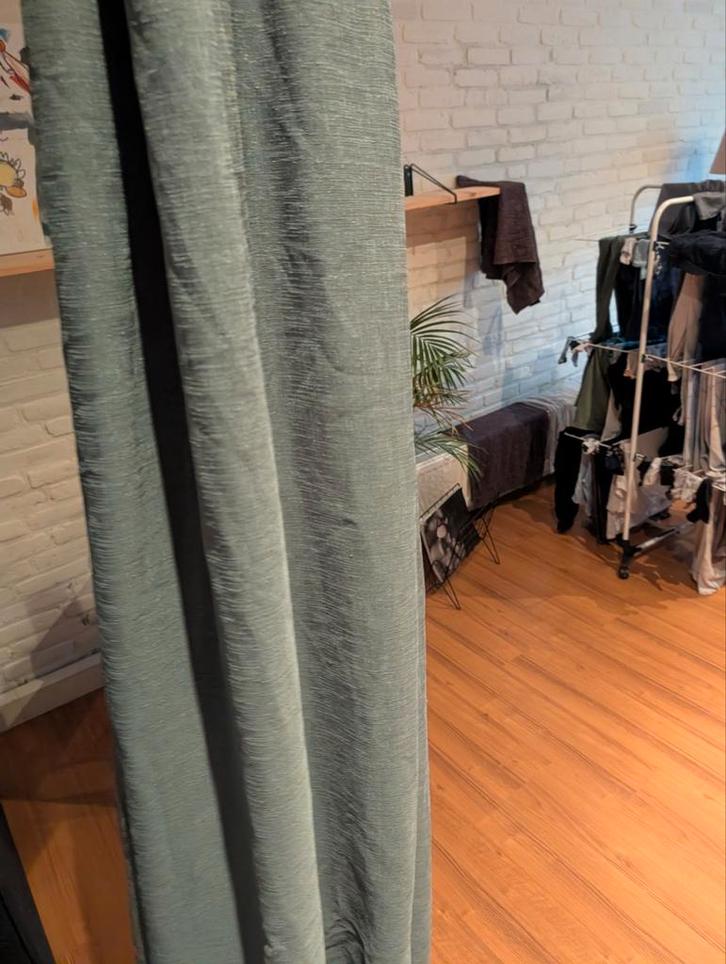 Kwantum Gordijnen - Donkergroen/Grijsgroen - 3 stuks, Huis en Inrichting, Stoffering | Gordijnen en Lamellen, Ophalen of Verzenden