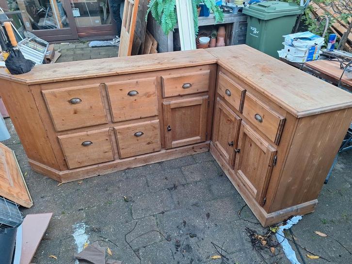 Oud Grenen hoekkast, Huis en Inrichting, Kasten | Dressoirs, Gebruikt, 50 tot 100 cm, 25 tot 50 cm, Grenenhout, Ophalen