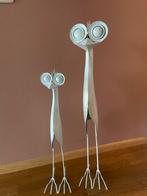 Twee metalen vogelbeelden voor huis/tuin - 70/90cm, Tuin en Terras, Tuinbeelden, Ophalen of Verzenden, Gebruikt, Metaal, Dierenbeeld