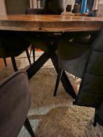 Eethoek mangohout rond, Huis en Inrichting, Ophalen of Verzenden, Zo goed als nieuw, 4 tot 6 stoelen